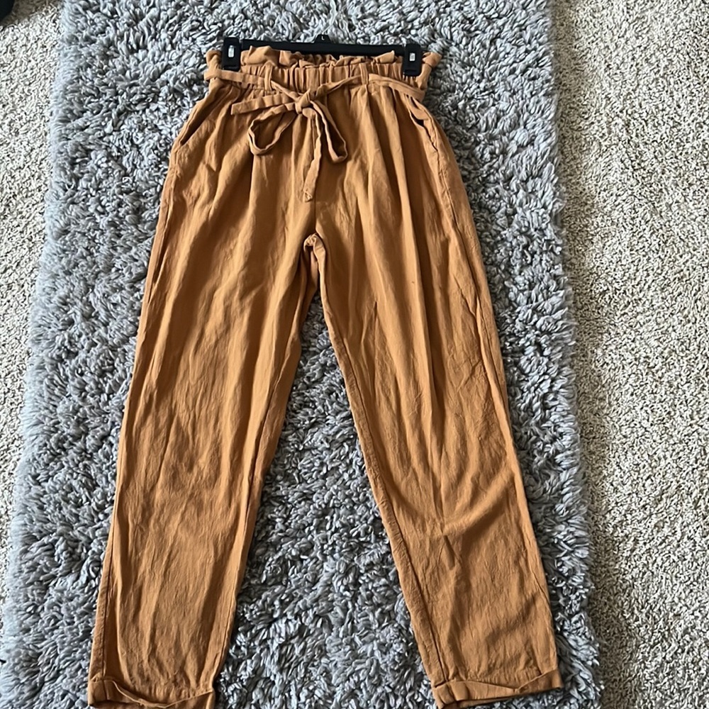 Light brown paper bag pants
